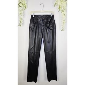 Colebrook & Co. Women’s Black Genuine Leather Pants Size 4 High Rise Biker Edgy